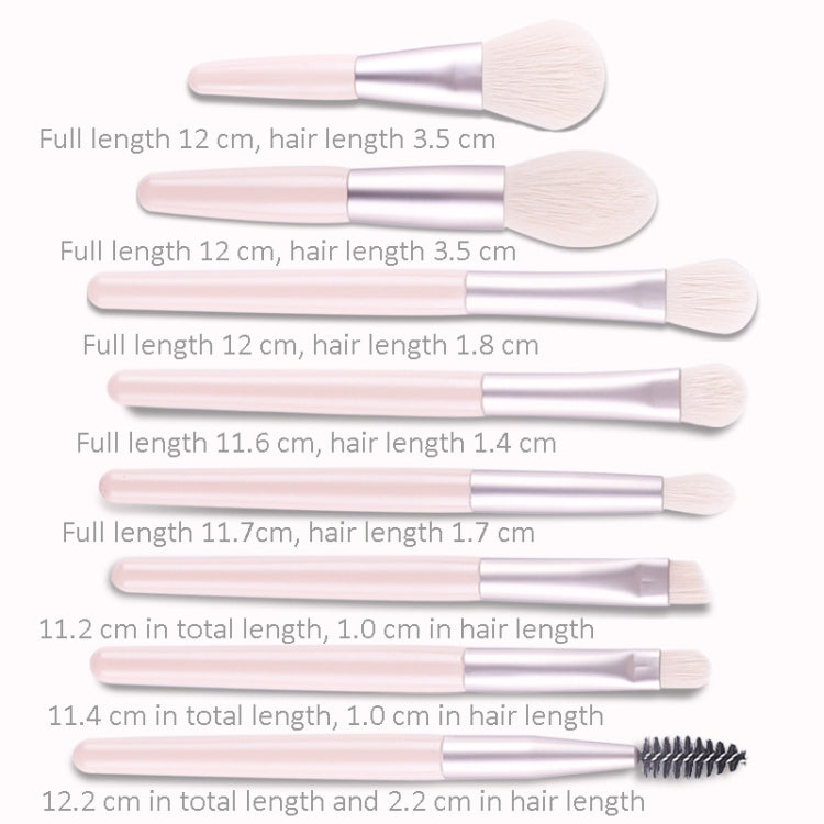 8-in-1 Mini-Make-up-Pinselset mit Holzgriff, tragbarer Puderpinsel