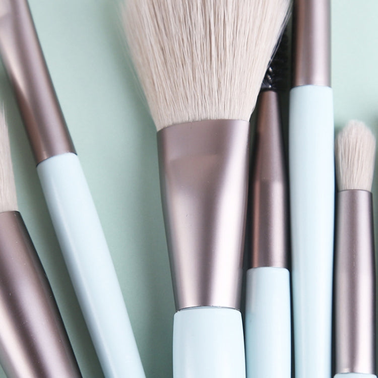 8-in-1 Mini-Make-up-Pinselset mit Holzgriff, tragbarer Puderpinsel