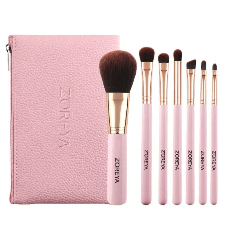 ZOREYA ZS744 7-in-1 Make-up-Pinselset, Beauty-Tools, Pinsel, Rosa + Tasche, Schwarz + Tasche, Rosa + Metallbox, Schwarz + Metallbox