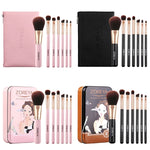 ZOREYA ZS744 7-in-1 Make-up-Pinselset, Beauty-Tools, Pinsel, Rosa + Tasche, Schwarz + Tasche, Rosa + Metallbox, Schwarz + Metallbox