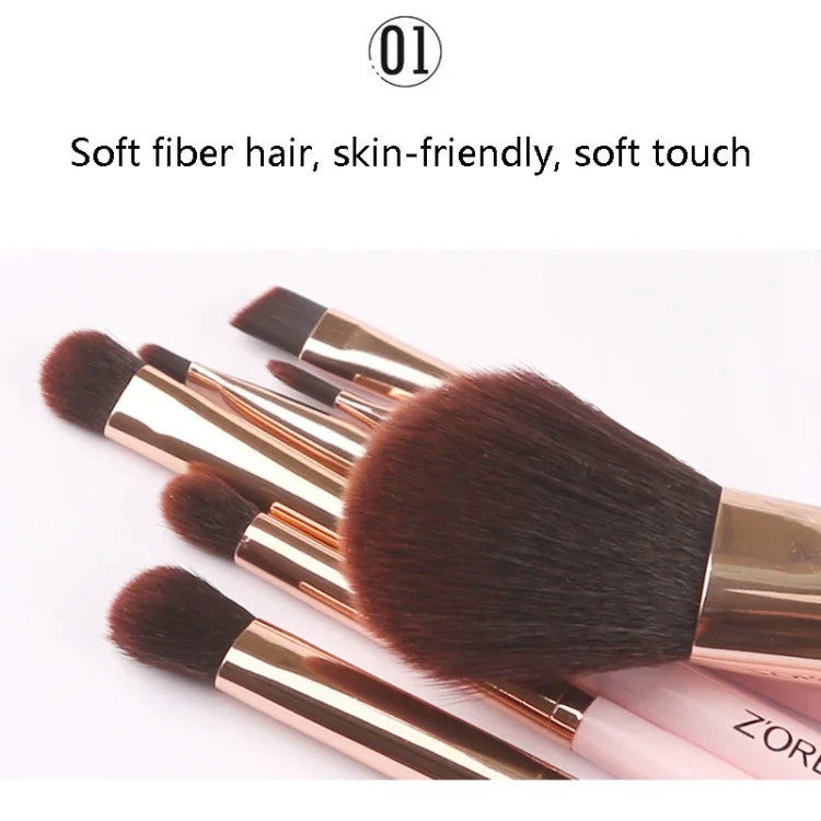 ZOREYA ZS744 7-in-1 Make-up-Pinselset, Beauty-Tools, Pinsel, Rosa + Tasche, Schwarz + Tasche, Rosa + Metallbox, Schwarz + Metallbox