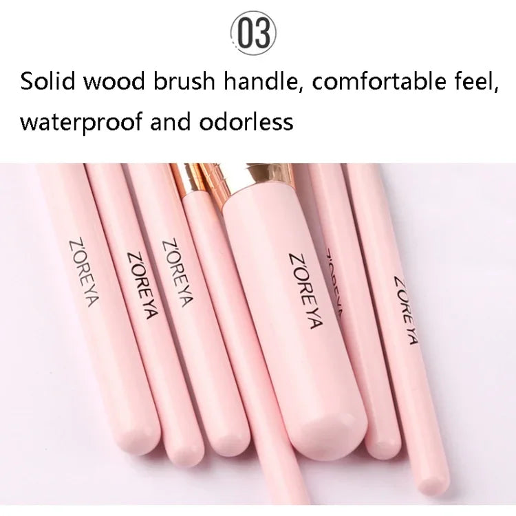 ZOREYA ZS744 7-in-1 Make-up-Pinselset, Beauty-Tools, Pinsel, Rosa + Tasche, Schwarz + Tasche, Rosa + Metallbox, Schwarz + Metallbox