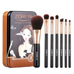 ZOREYA ZS744 7-in-1 Make-up-Pinselset, Beauty-Tools, Pinsel, Rosa + Tasche, Schwarz + Tasche, Rosa + Metallbox, Schwarz + Metallbox