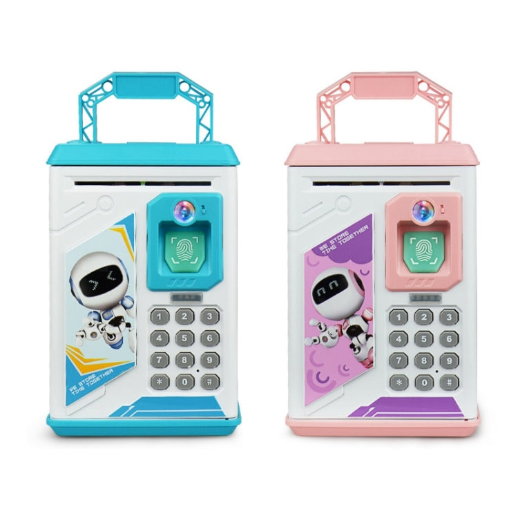 Kinder Cartoon Simulation Gesicht Fingerabdruck Musik Chinesisch Britisch Schalter Sparschwein, Spezifikation:, Batterie (Blau), Batterie (Pink)