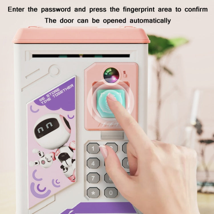Kinder Cartoon Simulation Gesicht Fingerabdruck Musik Chinesisch Britisch Schalter Sparschwein, Spezifikation:, Batterie (Blau), Batterie (Pink)