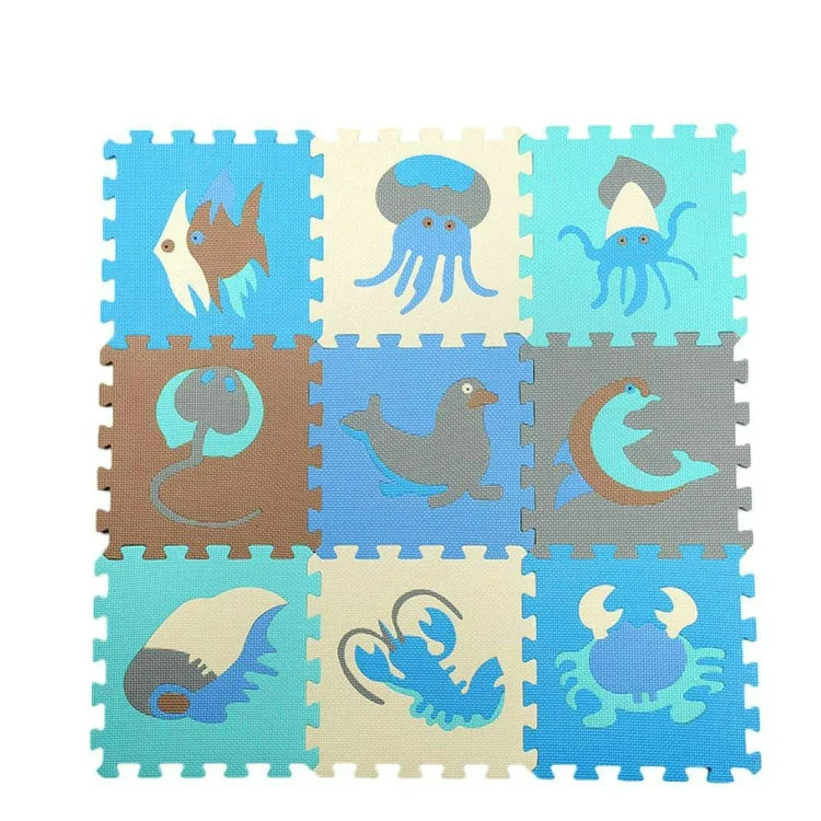 9tlg. / Set Spleißmobilisierung EVA Marine Schaumstoffmatten Pädagogisches Spielzeug für Kinder Puzzle Anti-Rutsch- und Anti-Fall-Krabbelmatte