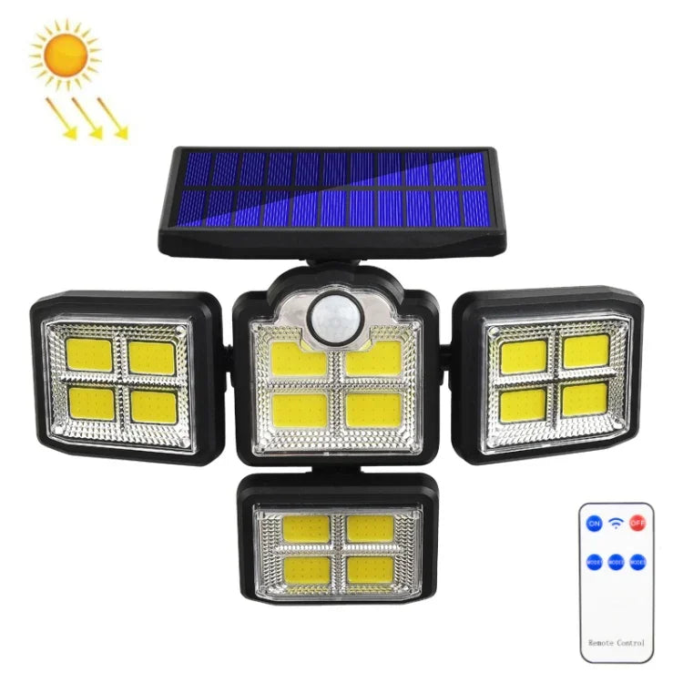 TG-TY085 Solar 4-Kopf drehbare Wandleuchte mit Fernbedienung, Körpersensor, wasserdicht, Außenbereich, Gartenlampe, Stil:, 192 LED integriert, 198 LED integriert, 192 COB integriert, 198 COB integriert, 192 LED getrennt, 198 LED getrennt, 192 COB getrennt