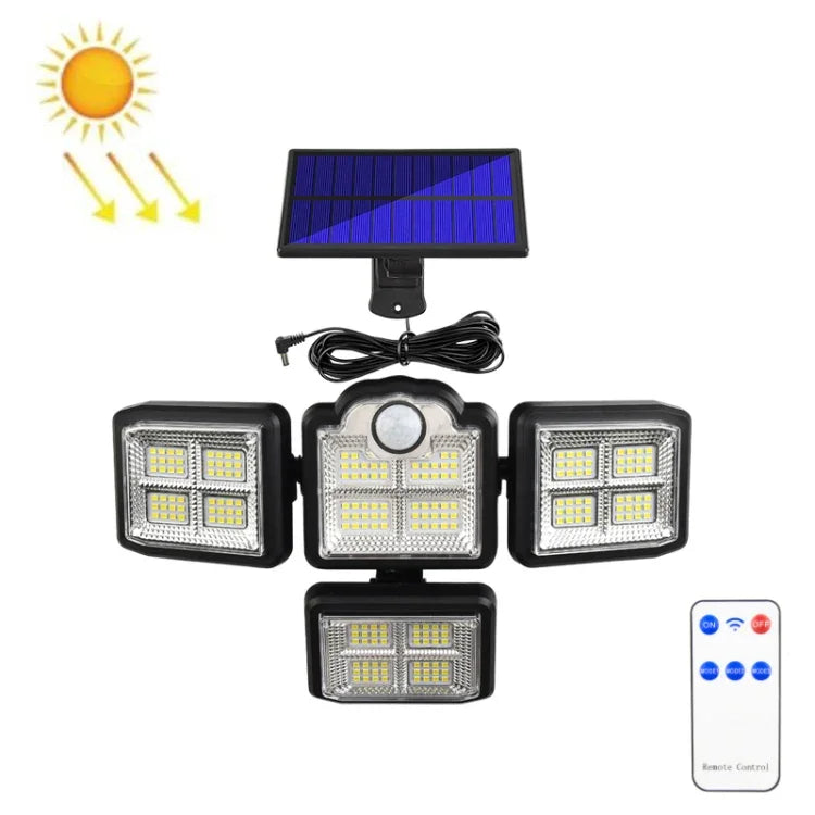 TG-TY085 Solar 4-Kopf drehbare Wandleuchte mit Fernbedienung, Körpersensor, wasserdicht, Außenbereich, Gartenlampe, Stil:, 192 LED integriert, 198 LED integriert, 192 COB integriert, 198 COB integriert, 192 LED getrennt, 198 LED getrennt, 192 COB getrennt