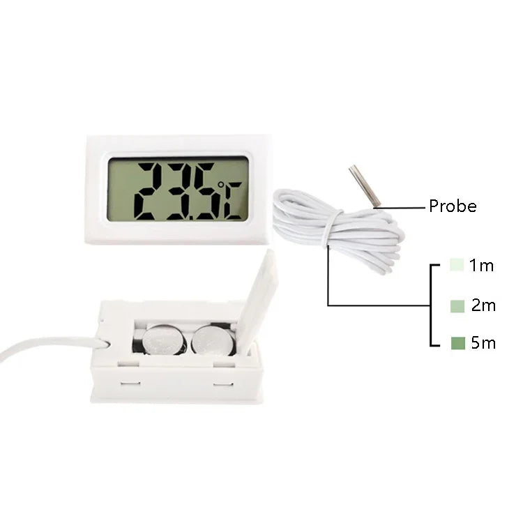 Digitales Fischbecken-Thermometer, wasserdichte Sonde, elektronisches Messthermometer, Kabellänge: 5 m (Schwarz), 1 m (Schwarz), 1 m (Weiß), 2 m (Schwarz), 2 m (Weiß), 5 m (Schwarz)