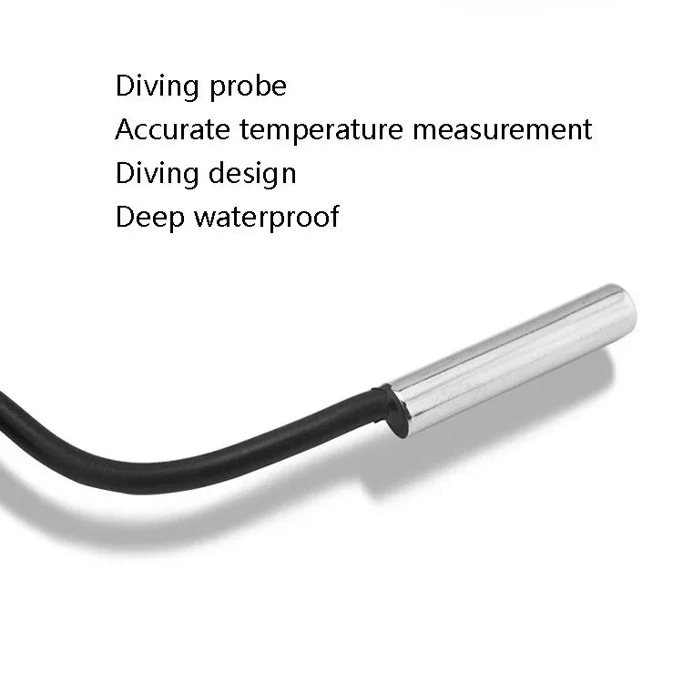 Digitales Fischbecken-Thermometer, wasserdichte Sonde, elektronisches Messthermometer, Kabellänge: 5 m (Schwarz), 1 m (Schwarz), 1 m (Weiß), 2 m (Schwarz), 2 m (Weiß), 5 m (Schwarz)