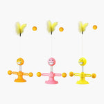 Spring Man Lustiges Katzenspielzeug Katzen-Sauger-Spielzeug Lustige Katzenfeder Lustiger Katzenball, Gelb, Pink, Braun