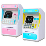 8010 Simulierter Gesichtserkennungs-Geldautomat Spardose Passwort Automatisch rollendes Geld Safe Spardose,Stil:, Rosa, Blau, Wiederaufladbare Version Rosa, Wiederaufladbare Version Blau