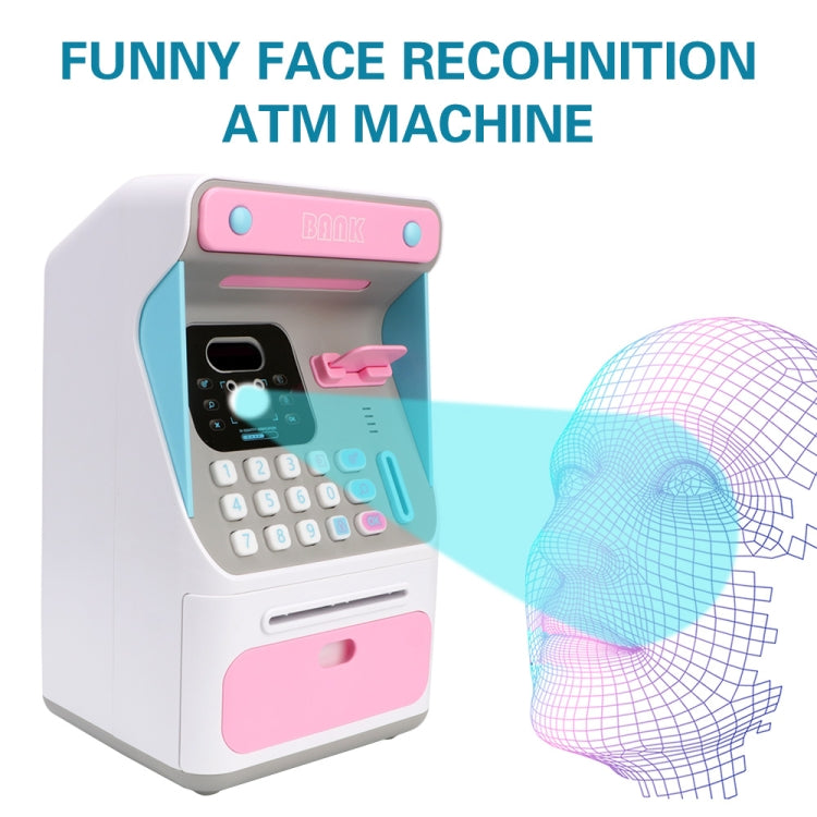 8010 Simulierter Gesichtserkennungs-Geldautomat Spardose Passwort Automatisch rollendes Geld Safe Spardose,Stil:, Rosa, Blau, Wiederaufladbare Version Rosa, Wiederaufladbare Version Blau