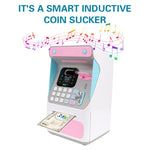 8010 Simulierter Gesichtserkennungs-Geldautomat Spardose Passwort Automatisch rollendes Geld Safe Spardose,Stil:, Rosa, Blau, Wiederaufladbare Version Rosa, Wiederaufladbare Version Blau