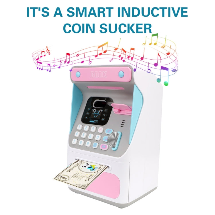 8010 Simulierter Gesichtserkennungs-Geldautomat Spardose Passwort Automatisch rollendes Geld Safe Spardose,Stil:, Rosa, Blau, Wiederaufladbare Version Rosa, Wiederaufladbare Version Blau