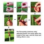 Outdoor Camping Tent Canopy Wind Rope Luminous Multi-Function Wind Rope Buckle Tent Fixed Rope, 4m x 4 Rolls, 4m x 6 Rolls