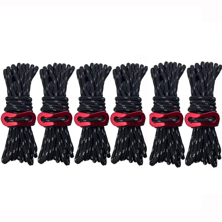 Outdoor Camping Tent Canopy Wind Rope Luminous Multi-Function Wind Rope Buckle Tent Fixed Rope, 4m x 4 Rolls, 4m x 6 Rolls