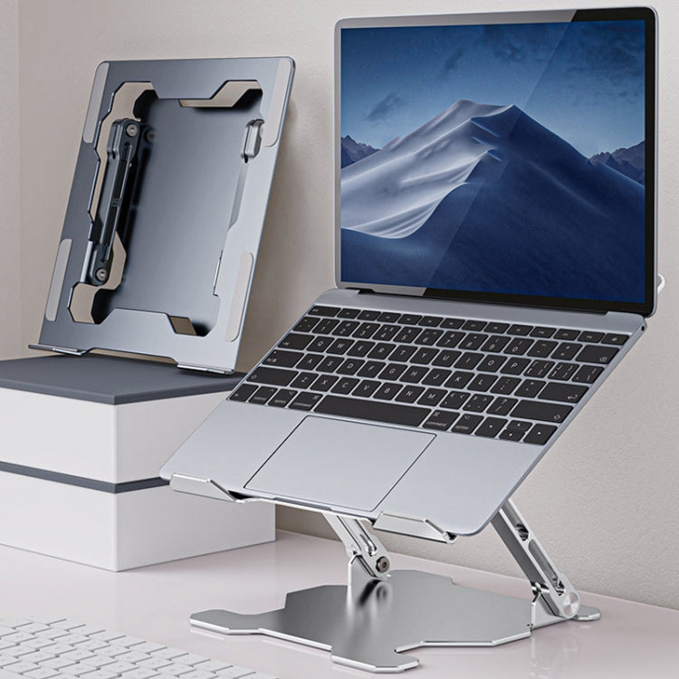 Integrierter Klappbarer Laptop-Ständer Hohl Wärmeableitender Flacher Desktop-Ständer, Tiefes Weltraumgrau, Mondsilber