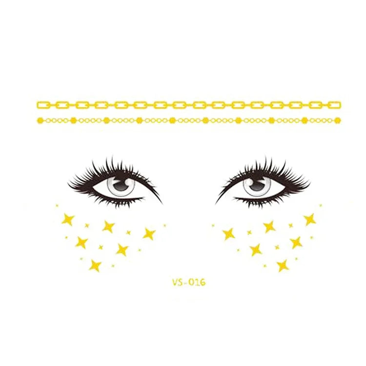 20 Stück wasserfeste Bronzing-Gesichtstattoo-Aufkleber für Partys, Maskenbälle, VS-011, VS-012, VS-013, VS-014, VS-015, VS-016, VS-017, VS-018, VS-019, VS-022, VS-023, VS-024, VS-025, VS-027, VS-028, VS-029, VS-030, VS-031, VS-032, VS-033