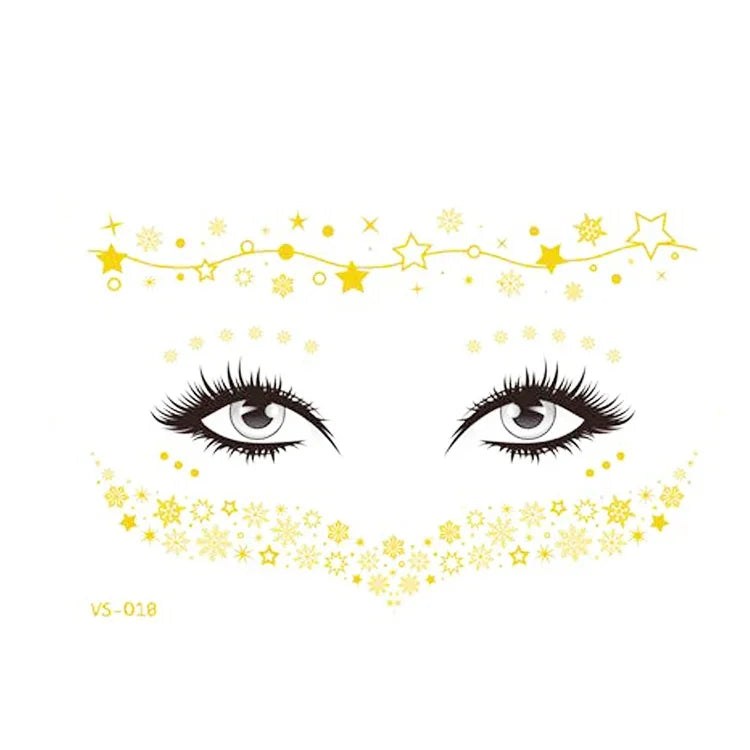 20 Stück wasserfeste Bronzing-Gesichtstattoo-Aufkleber für Partys, Maskenbälle, VS-011, VS-012, VS-013, VS-014, VS-015, VS-016, VS-017, VS-018, VS-019, VS-022, VS-023, VS-024, VS-025, VS-027, VS-028, VS-029, VS-030, VS-031, VS-032, VS-033