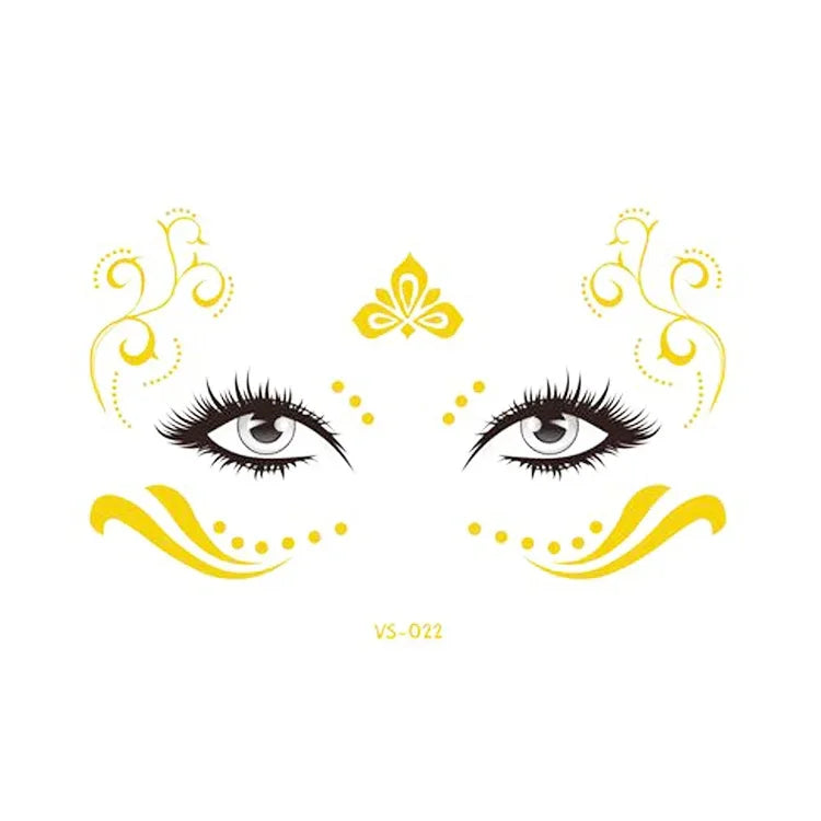 20 Stück wasserfeste Bronzing-Gesichtstattoo-Aufkleber für Partys, Maskenbälle, VS-011, VS-012, VS-013, VS-014, VS-015, VS-016, VS-017, VS-018, VS-019, VS-022, VS-023, VS-024, VS-025, VS-027, VS-028, VS-029, VS-030, VS-031, VS-032, VS-033