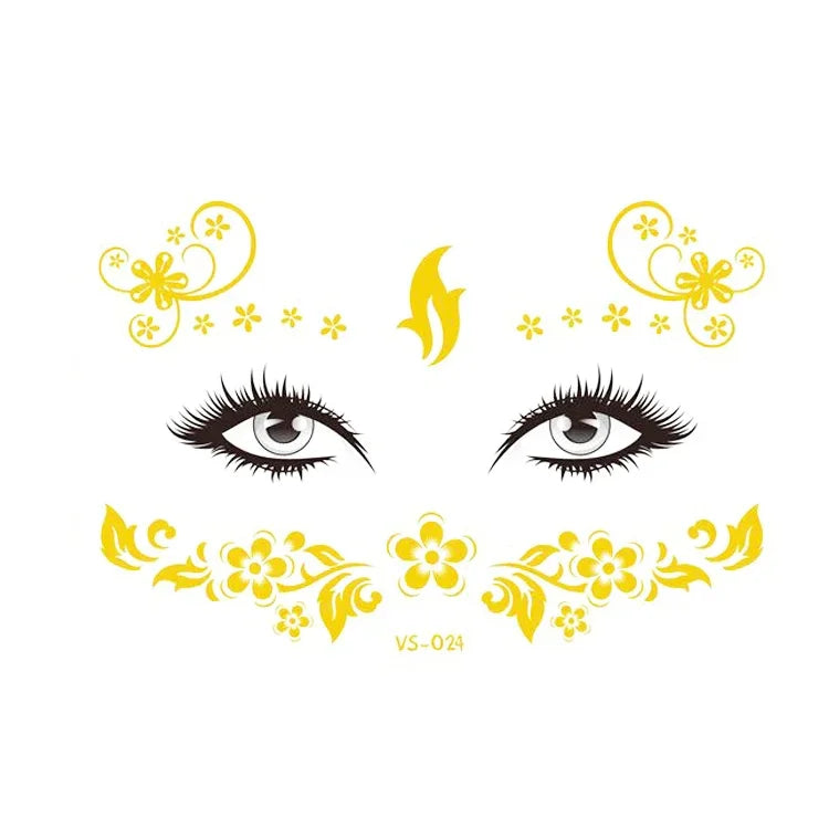 20 Stück wasserfeste Bronzing-Gesichtstattoo-Aufkleber für Partys, Maskenbälle, VS-011, VS-012, VS-013, VS-014, VS-015, VS-016, VS-017, VS-018, VS-019, VS-022, VS-023, VS-024, VS-025, VS-027, VS-028, VS-029, VS-030, VS-031, VS-032, VS-033