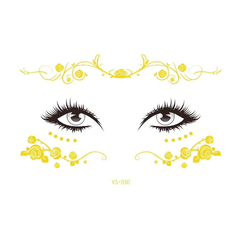 20 Stück wasserfeste Bronzing-Gesichtstattoo-Aufkleber für Partys, Maskenbälle, VS-011, VS-012, VS-013, VS-014, VS-015, VS-016, VS-017, VS-018, VS-019, VS-022, VS-023, VS-024, VS-025, VS-027, VS-028, VS-029, VS-030, VS-031, VS-032, VS-033