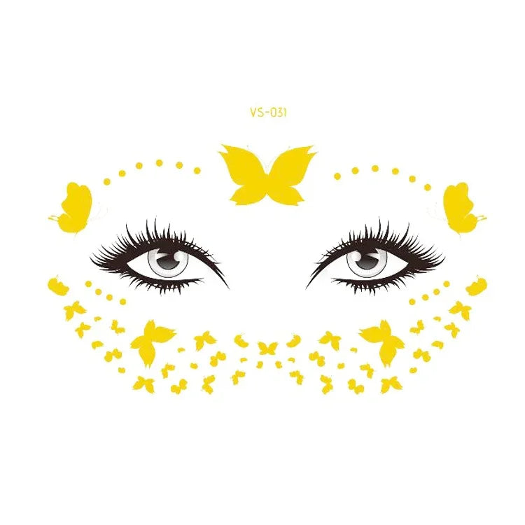 20 Stück wasserfeste Bronzing-Gesichtstattoo-Aufkleber für Partys, Maskenbälle, VS-011, VS-012, VS-013, VS-014, VS-015, VS-016, VS-017, VS-018, VS-019, VS-022, VS-023, VS-024, VS-025, VS-027, VS-028, VS-029, VS-030, VS-031, VS-032, VS-033