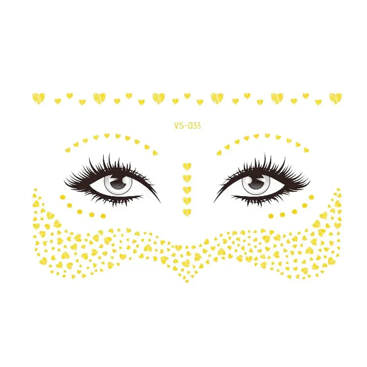 20 Stück wasserfeste Bronzing-Gesichtstattoo-Aufkleber für Partys, Maskenbälle, VS-011, VS-012, VS-013, VS-014, VS-015, VS-016, VS-017, VS-018, VS-019, VS-022, VS-023, VS-024, VS-025, VS-027, VS-028, VS-029, VS-030, VS-031, VS-032, VS-033