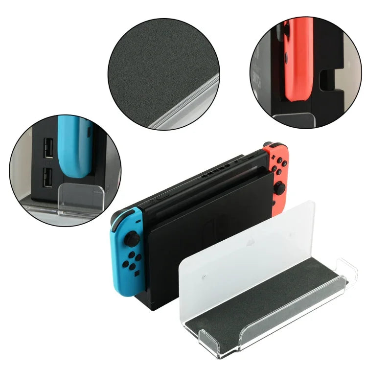 Wandhalterung für Spielkonsolen und Zubehör, Aufbewahrungsregal für Nintendo Switch, Acryl, Schwarz, Acryl, Transparent
