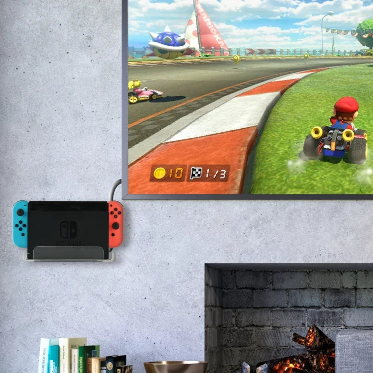 Wandhalterung für Spielkonsolen und Zubehör, Aufbewahrungsregal für Nintendo Switch, Acryl, Schwarz, Acryl, Transparent