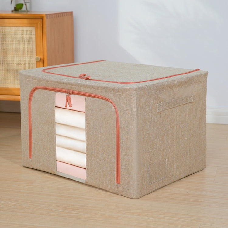Stoff-Stahlrahmen-Steppdecken-Kleideraufbewahrungsbox, Baumwoll-Leinen-Aufbewahrungstasche mit Fenster, 22L 39x29x20cm, 100L 60x42x40cm, 66L 50x40x33cm, 24L 40x30x20cm