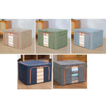 Stoff-Stahlrahmen-Steppdecken-Kleideraufbewahrungsbox, Baumwoll-Leinen-Aufbewahrungstasche mit Fenster, 22L 39x29x20cm, 100L 60x42x40cm, 66L 50x40x33cm, 24L 40x30x20cm