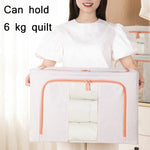 Stoff-Stahlrahmen-Steppdecken-Kleideraufbewahrungsbox, Baumwoll-Leinen-Aufbewahrungstasche mit Fenster, 22L 39x29x20cm, 100L 60x42x40cm, 66L 50x40x33cm, 24L 40x30x20cm
