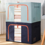 Stoff-Stahlrahmen-Steppdecken-Kleideraufbewahrungsbox, Baumwoll-Leinen-Aufbewahrungstasche mit Fenster, 22L 39x29x20cm, 100L 60x42x40cm, 66L 50x40x33cm, 24L 40x30x20cm