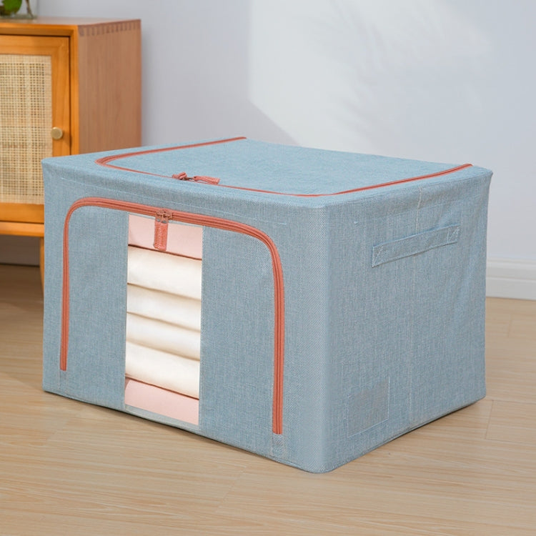 Stoff-Stahlrahmen-Steppdecken-Kleideraufbewahrungsbox, Baumwoll-Leinen-Aufbewahrungstasche mit Fenster, 22L 39x29x20cm, 100L 60x42x40cm, 66L 50x40x33cm, 24L 40x30x20cm