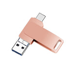 USB 3.0 + 8-Pin + USB-C / Typ-C 3-in-1 Telefon Computer Metall drehbarer U-Disk, 16 GB, 32GB, 64GB, 128GB, 256GB, 512GB