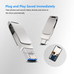 USB 3.0 + 8-Pin + USB-C / Typ-C 3-in-1 Telefon Computer Metall drehbarer U-Disk, 16 GB, 32GB, 64GB, 128GB, 256GB, 512GB