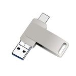 USB 3.0 + 8-Pin + USB-C / Typ-C 3-in-1 Telefon Computer Metall drehbarer U-Disk, 16 GB, 32GB, 64GB, 128GB, 256GB, 512GB