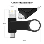 USB 3.0 + 8-Pin + USB-C / Typ-C 3-in-1 Mobiler Computer Metall U-Disk, 8GB, 16GB, 32GB, 64GB