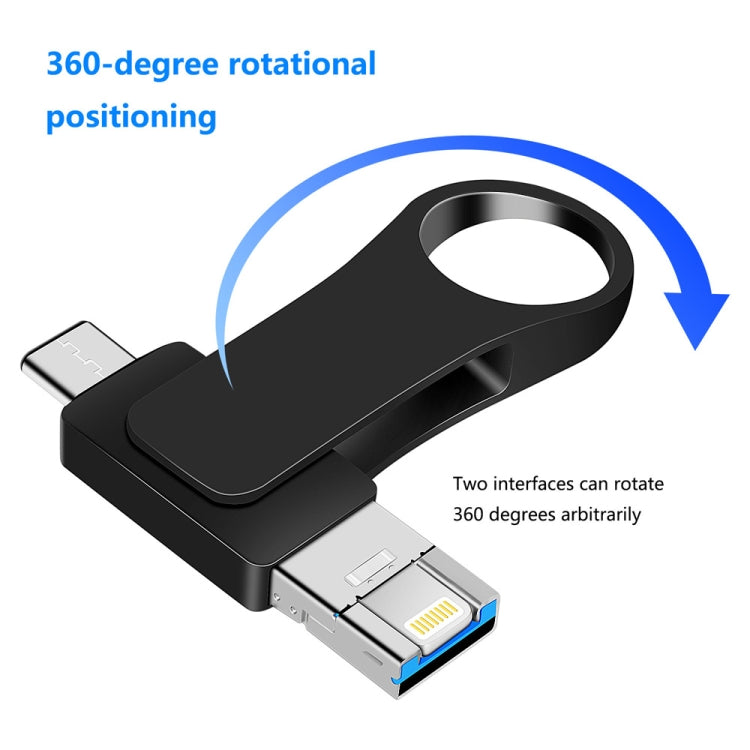 USB 3.0 + 8-Pin + USB-C / Typ-C 3-in-1 Mobiler Computer Metall U-Disk, 8GB, 16GB, 32GB, 64GB
