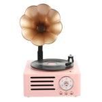 T15 Petunia Retro Vinyl-Schallplattenspieler Kabelloses Multifunktions-Mini-Bluetooth-Audio, Weiß, Rosa, Blau