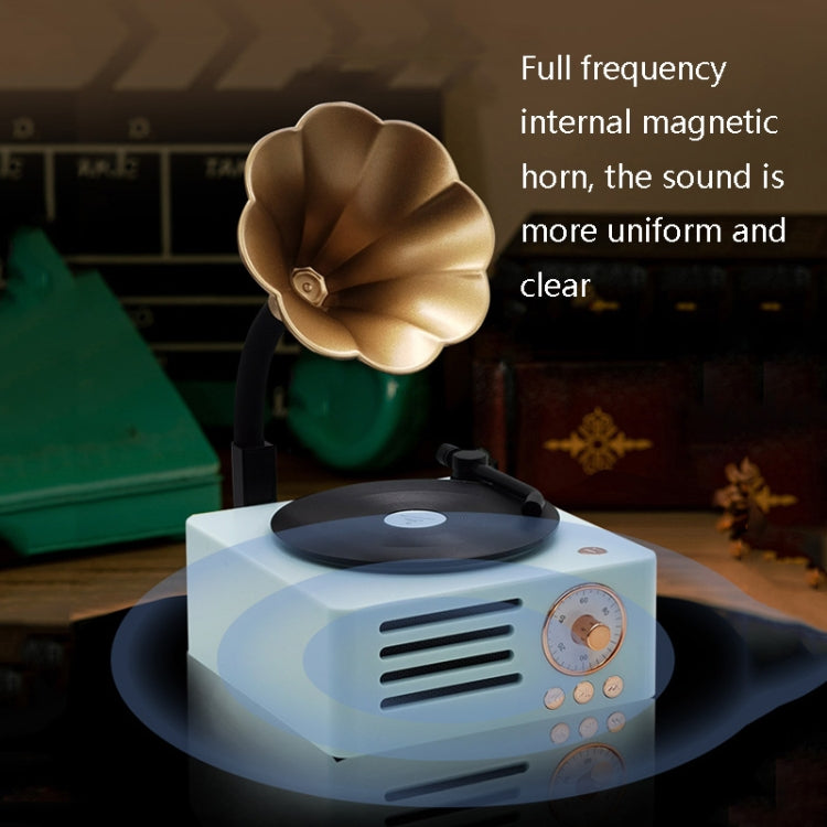 T15 Petunia Retro Vinyl-Schallplattenspieler Kabelloses Multifunktions-Mini-Bluetooth-Audio, Weiß, Rosa, Blau