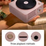 T15 Petunia Retro Vinyl-Schallplattenspieler Kabelloses Multifunktions-Mini-Bluetooth-Audio, Weiß, Rosa, Blau