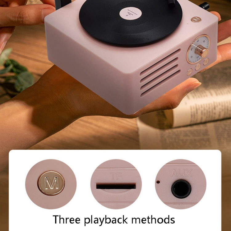 T15 Petunia Retro Vinyl-Schallplattenspieler Kabelloses Multifunktions-Mini-Bluetooth-Audio, Weiß, Rosa, Blau