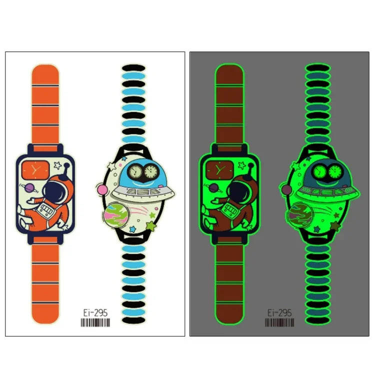 20 Stück wasserdichte leuchtende Cartoon-Uhr-Tattoo-Aufkleber für Kinder, Ei-289, EI-290, Ei-291, EI-292, Ei-293, Ei-294, Ei-295, Ei-296, Ei-297, Ei-298, Ei-299, EI-300
