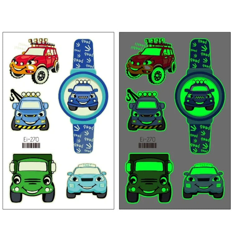 20 Stück wasserdichte Kinder leuchtende Cartoon-Transport-Auto-Tattoo-Aufkleber, Ei-261, Ei-262, Ei-263, Ei-264, Ei-265, Ei-266, Ei-267, Ei-268, Ei-269, Ei-270, Ei-271, Ei-272, Ei-273, Ei-274, Ei-275, Ei-276