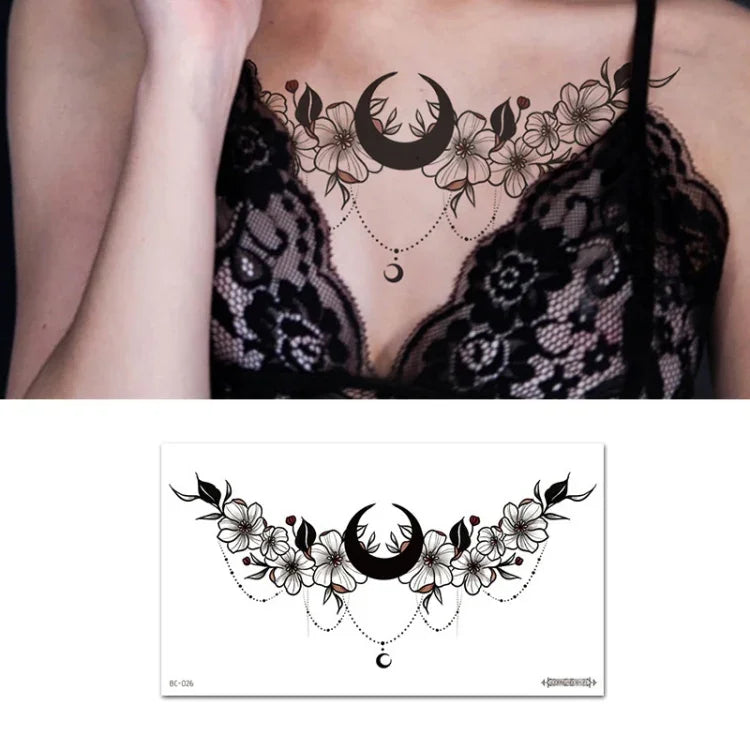 10 Stück wasserfeste Tattoo-Aufkleber zur Abdeckung von Narben an Schlüsselbein und Brust, BC-025, BC-026, BC-027, BC-028, BC-029, BC-030, BC-031, BC-032, BC-033, BC-034, BC-035, BC-036