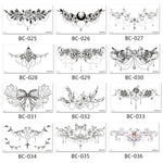10 Stück wasserfeste Tattoo-Aufkleber zur Abdeckung von Narben an Schlüsselbein und Brust, BC-025, BC-026, BC-027, BC-028, BC-029, BC-030, BC-031, BC-032, BC-033, BC-034, BC-035, BC-036