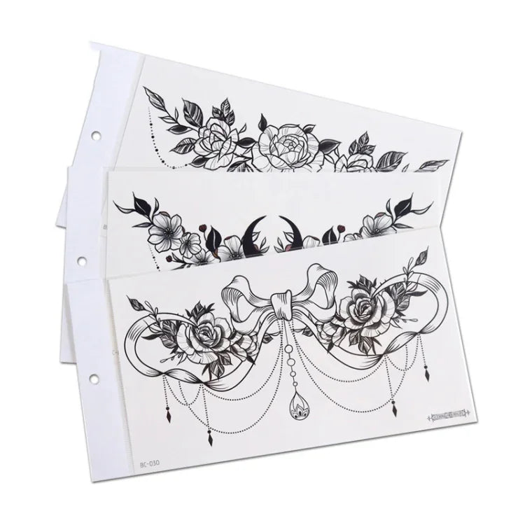 10 Stück wasserfeste Tattoo-Aufkleber zur Abdeckung von Narben an Schlüsselbein und Brust, BC-025, BC-026, BC-027, BC-028, BC-029, BC-030, BC-031, BC-032, BC-033, BC-034, BC-035, BC-036
